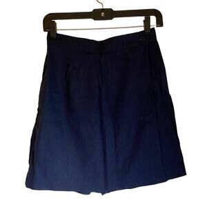 Blue Vintage Linen Blend Mini Skirt